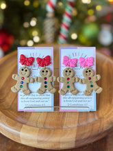 Load image into Gallery viewer, Gingerbread Lady Earrings - Pink Bow