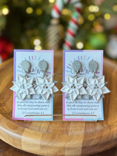 Load image into Gallery viewer, Rhinestone Poinsettia Earrings - White