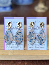 Load image into Gallery viewer, Marbled Golden Navy Neutrals - Scallop Teardrop