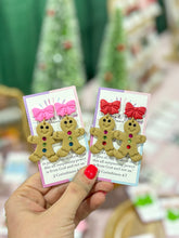 Load image into Gallery viewer, Gingerbread Lady Earrings - Pink Bow
