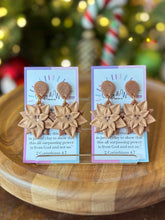 Load image into Gallery viewer, Rhinestone Poinsettia Earrings - Rose Gold