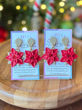 Load image into Gallery viewer, Rhinestone Poinsettia Earrings - Red