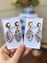 Load image into Gallery viewer, Marbled Golden Navy Neutrals - Scallop Teardrop