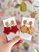 Load image into Gallery viewer, Rhinestone Poinsettia Earrings - Rose Gold