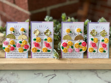 Load image into Gallery viewer, Peggy's Roses - Small Rectangle Earrings