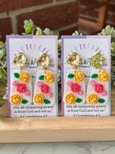 Load image into Gallery viewer, Peggy's Roses - Small Rectangle Earrings