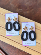 Load image into Gallery viewer, Statement Black - Oval & Gold Flower Post