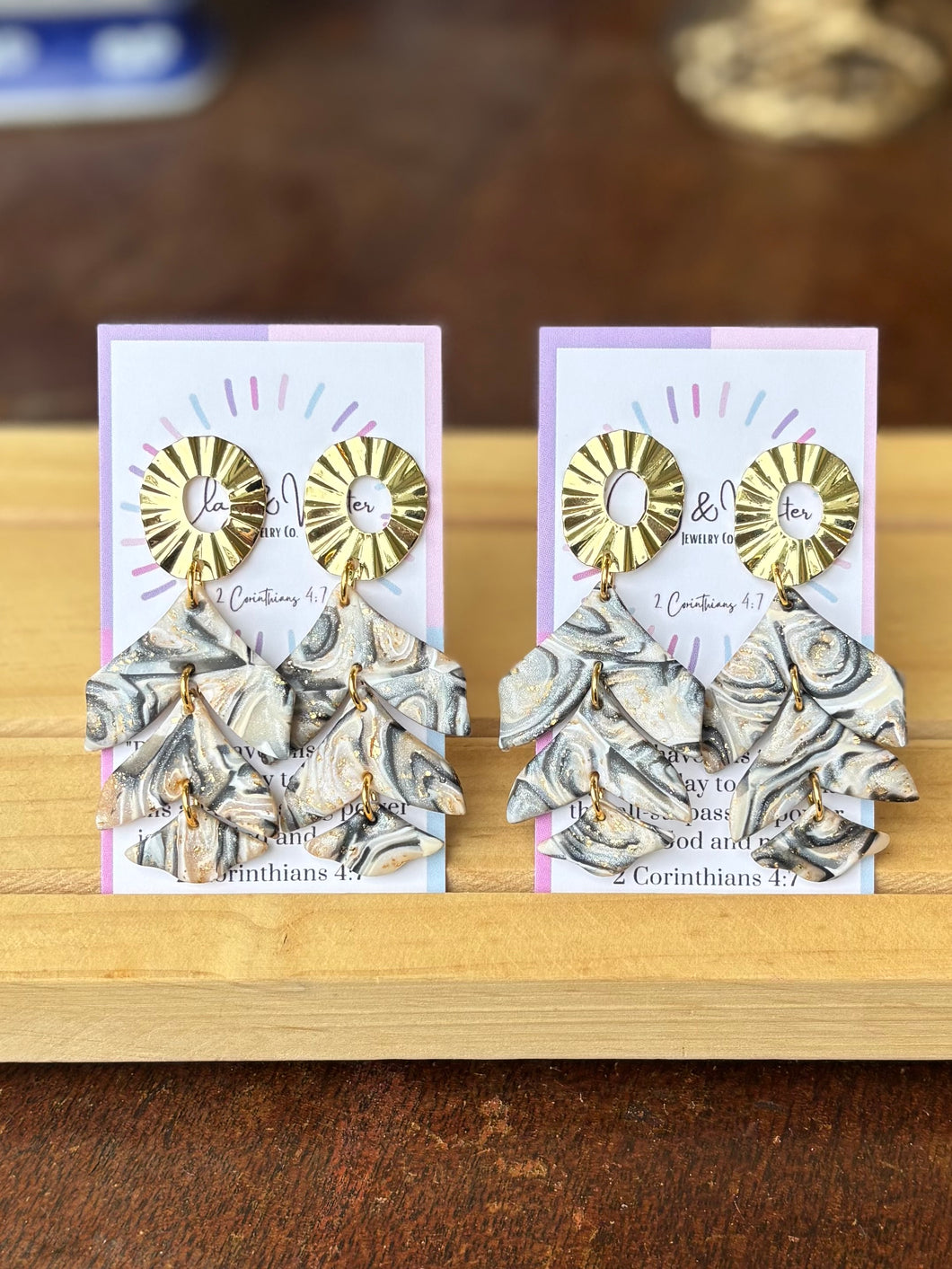 Marbled Golden Sand Collection - Triple Dangle