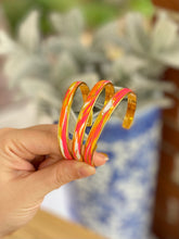 Load image into Gallery viewer, Marbled Pink, Orange &amp; Yellow - Thin Bangle
