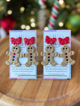 Load image into Gallery viewer, Gingerbread Lady Earrings - Red Bow
