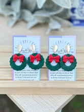 Load image into Gallery viewer, Christmas Wreaths - Green &amp; Red Bow
