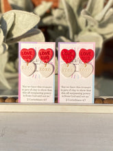 Load image into Gallery viewer, Conversation Heart Earrings - Red &amp; White
