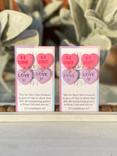 Load image into Gallery viewer, Conversation Heart Earrings - Pink &amp; Purple
