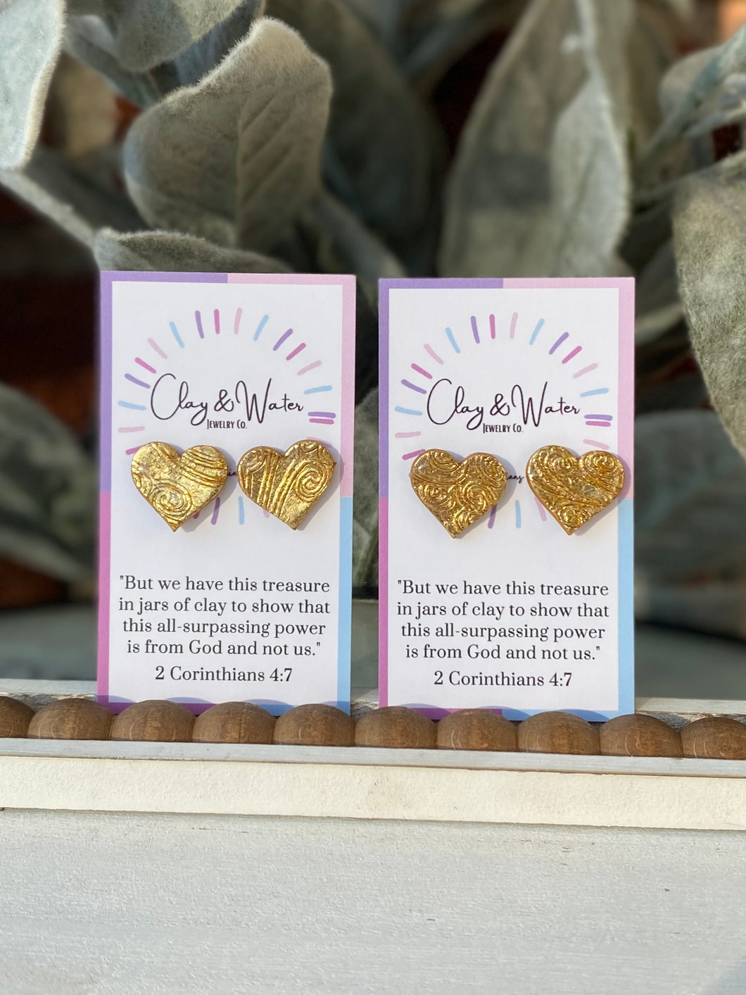 Candied Hearts Collection - Gold Heart Stud