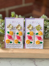 Load image into Gallery viewer, Peggy&#39;s Roses - Small Rectangle Earrings
