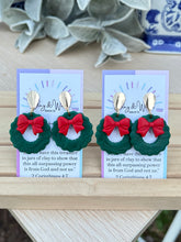 Load image into Gallery viewer, Christmas Wreaths - Green &amp; Red Bow
