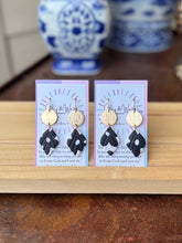 Load image into Gallery viewer, Black &amp; White Flowers - Drop &amp; Fishhook
