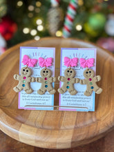 Load image into Gallery viewer, Gingerbread Lady Earrings - Pink Bow
