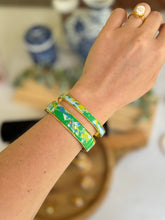 Load image into Gallery viewer, Blue &amp; Green Marbled Thick Bangle
