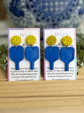 Load image into Gallery viewer, Pickleball Earrings - Blue Paddle
