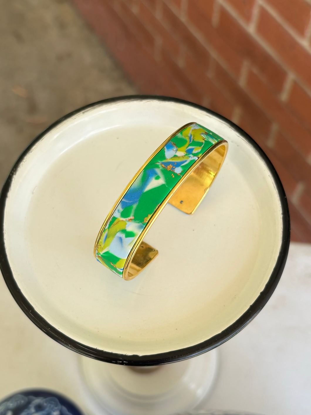 Blue & Green Marbled Thick Bangle