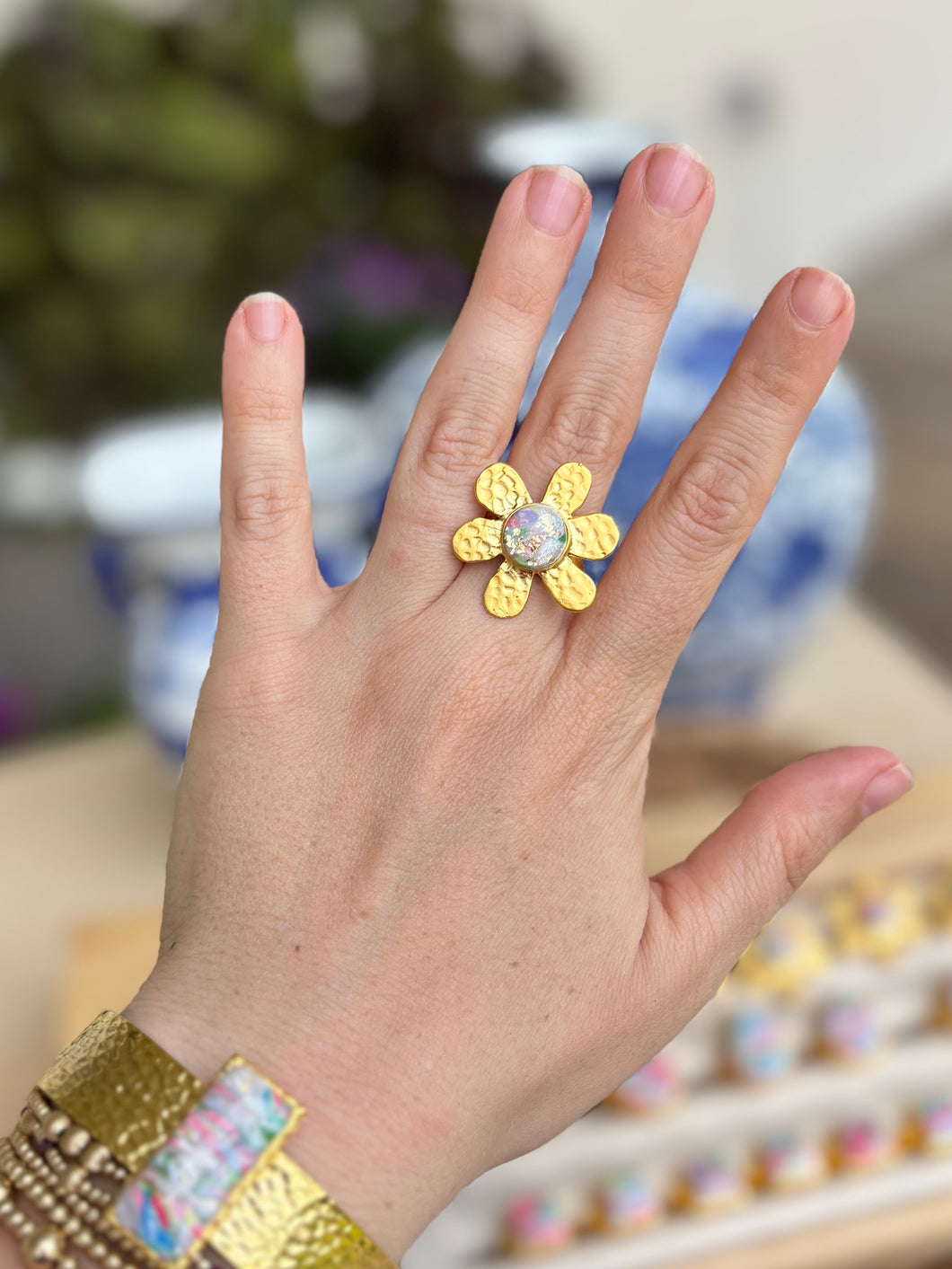 Shimmery Summer Flower Ring