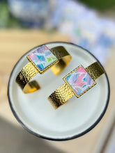 Load image into Gallery viewer, The Sea Glass Collection - Gold Cuff &amp; Square Charm
