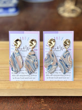 Load image into Gallery viewer, Marbled Golden Navy Neutrals - Scallop Teardrop
