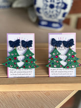 Load image into Gallery viewer, Rhinestone Christmas Trees - Navy Blue Bow
