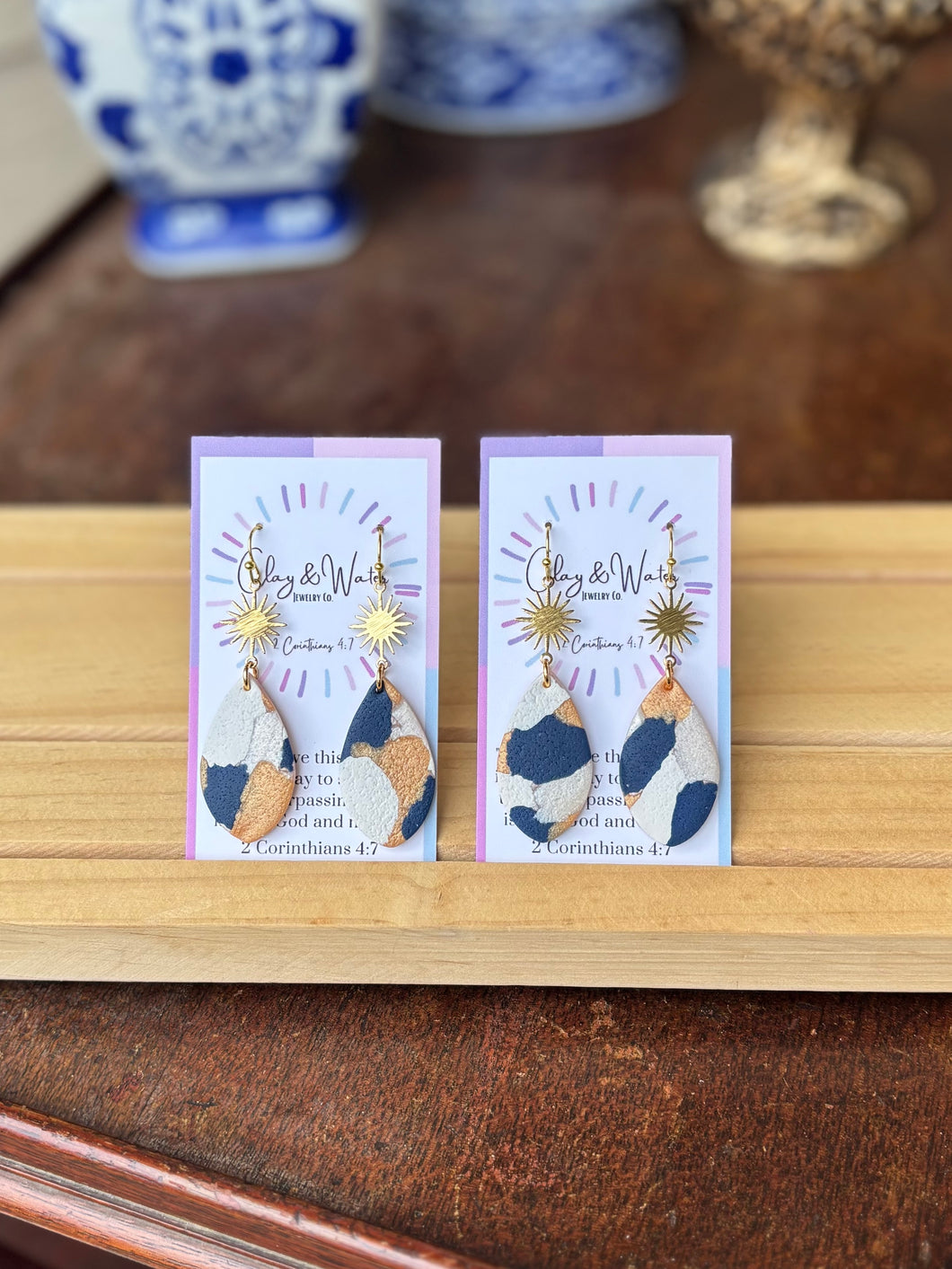 Navy Calico Drop & Fishhook