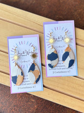 Load image into Gallery viewer, Navy Calico Drop &amp; Fishhook
