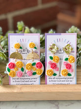 Load image into Gallery viewer, Peggy&#39;s Roses - Small Rectangle Earrings
