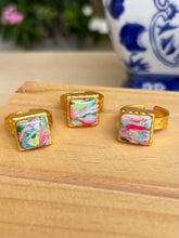 Load image into Gallery viewer, Marbled Summer Square Ring
