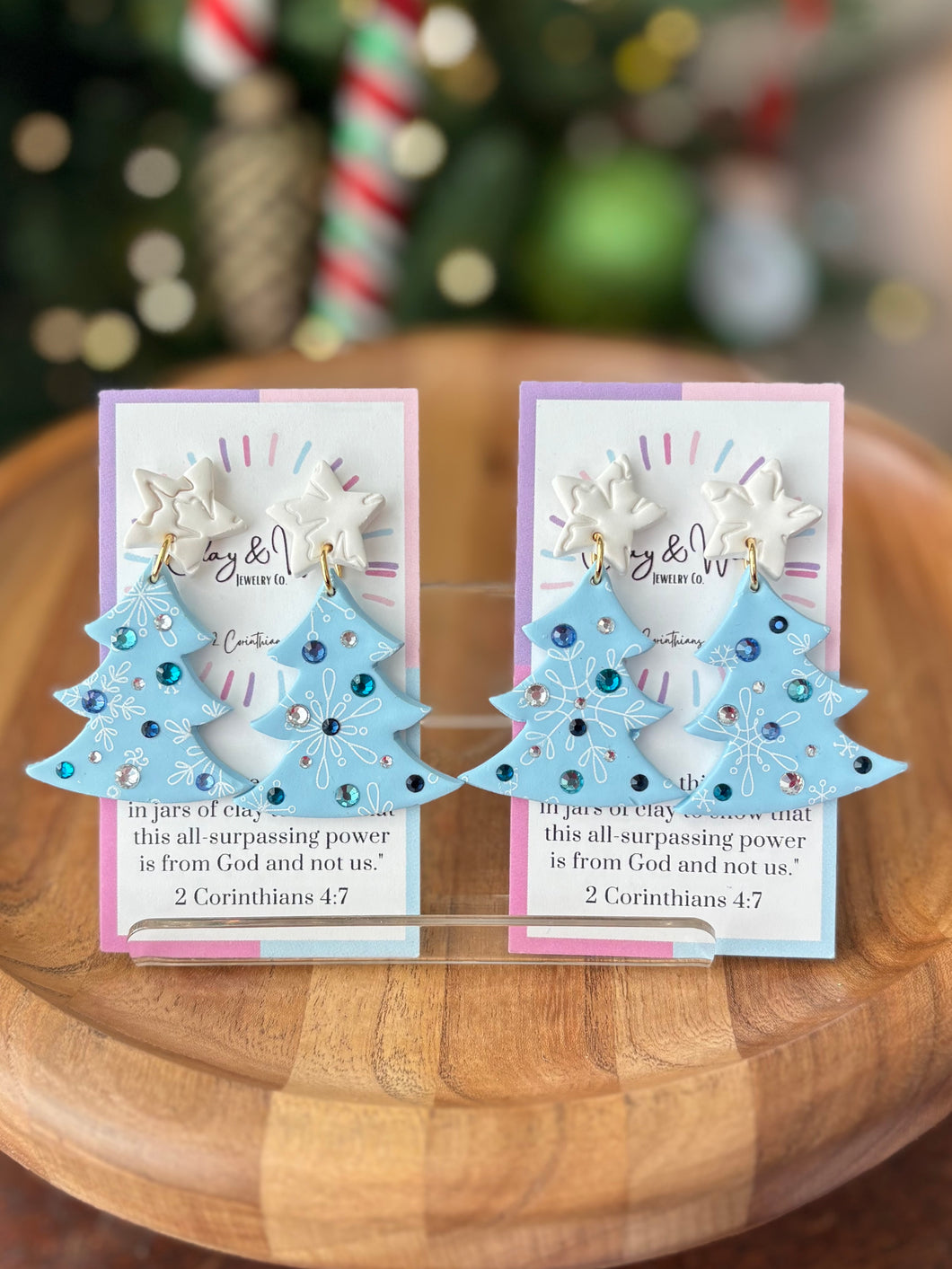 Rhinestone Christmas Tree - Winter Blue