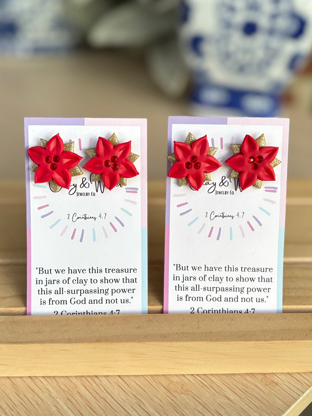 Peggy's Poinsettias - Red Studs