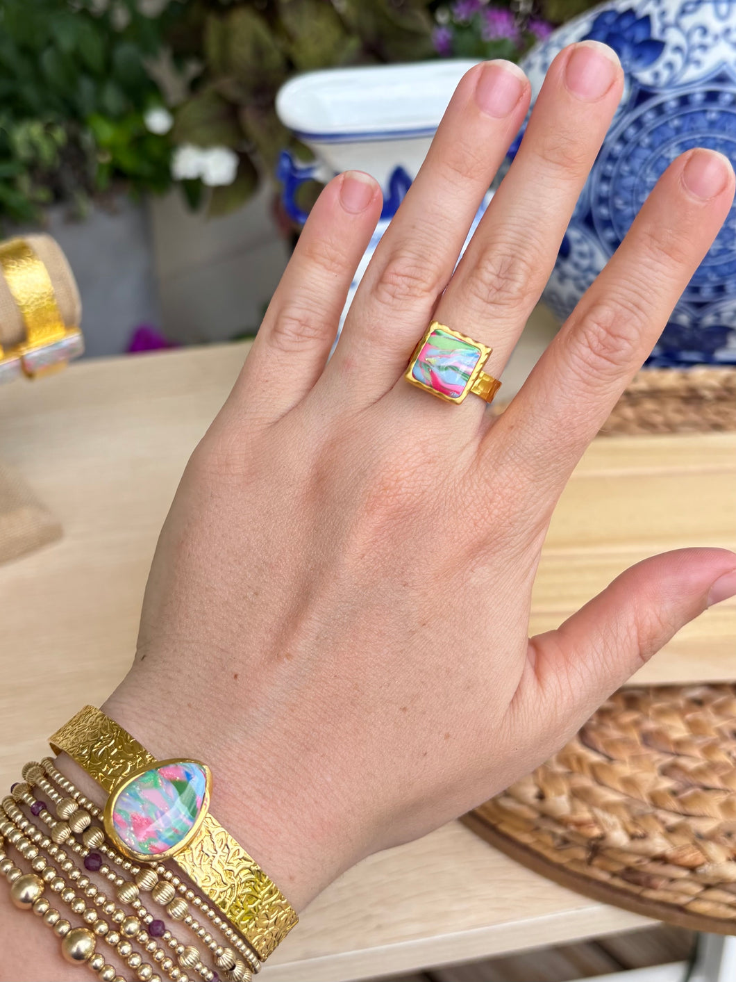 Marbled Summer Square Ring