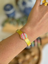 Load image into Gallery viewer, Pink &amp; Mint Marbled Bangle - Round Charm &amp; Cuff
